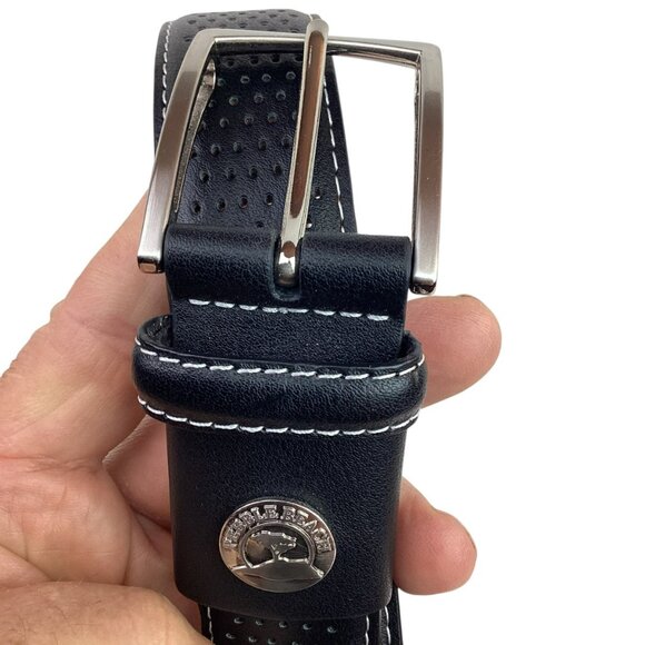Pebble Beach Mens 40 Leather Golf Belt Perforated Design & Silver Buckle - Picture 3 of 10